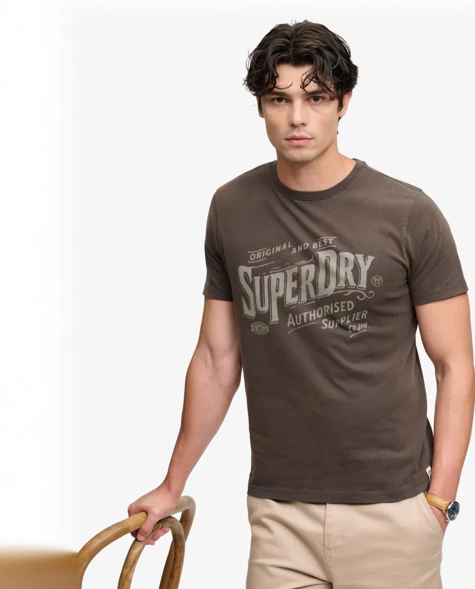 Мужская футболка с принтом, Vintage Workwear, Superdry, черный — фото 3