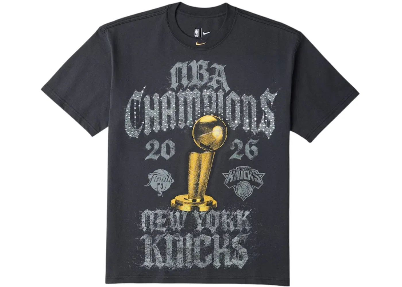 Мужская футболка с принтом Nike New York Knicks 2026 NBA Finals Champions Authentic On Court T-shirt, Grey