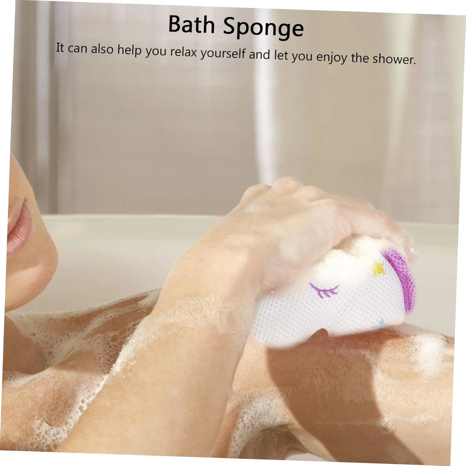 Мочалка для душа Unicorn Bath Sponges, MUSISALY, 1 шт, 32 г, Белая — фото 3