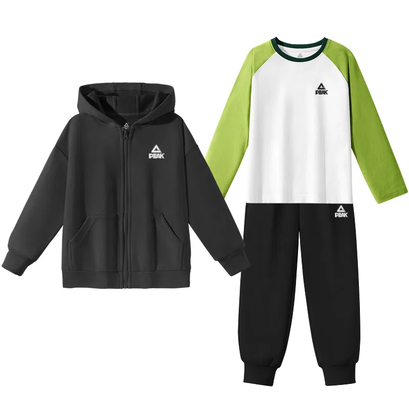 Детский спортивный костюм с капюшоном, PEAK, Black