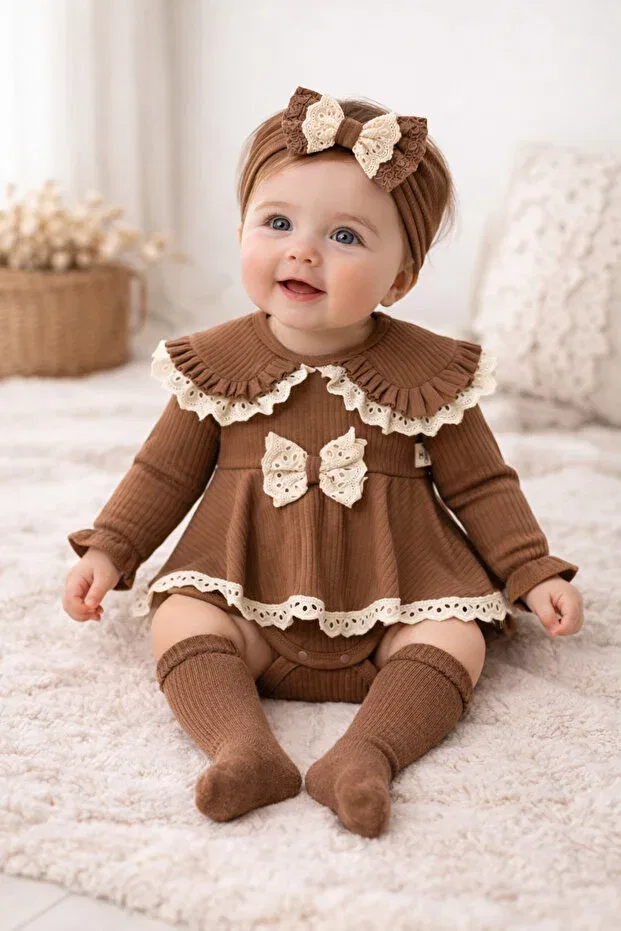 Детский комбинезон для девочек хлопковый Basics Bebekyol, Brown