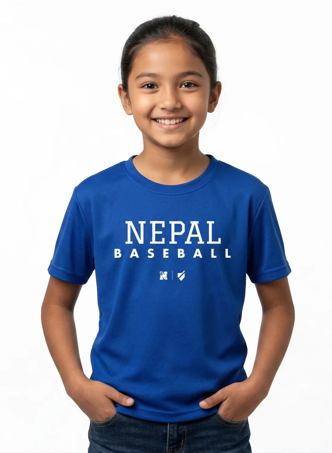 Футболка детская с принтом Nepal Baseball United, синий