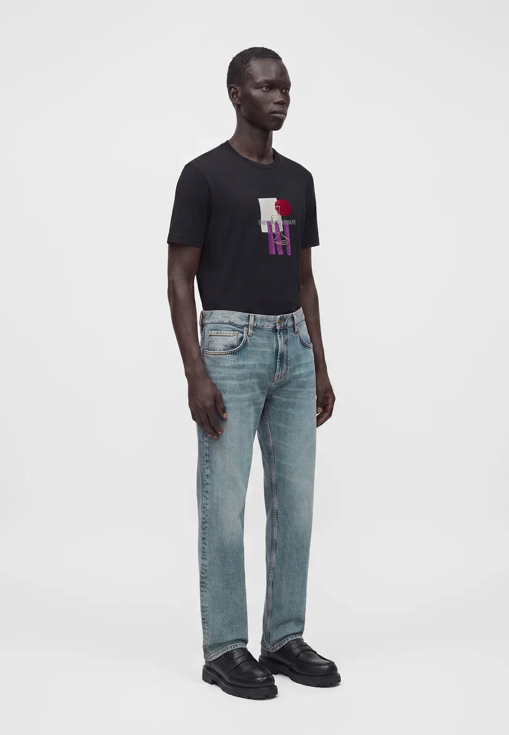 Брюки - джинсы свободного кроя Emporio Armani, Medium Blue Denim — фото 4