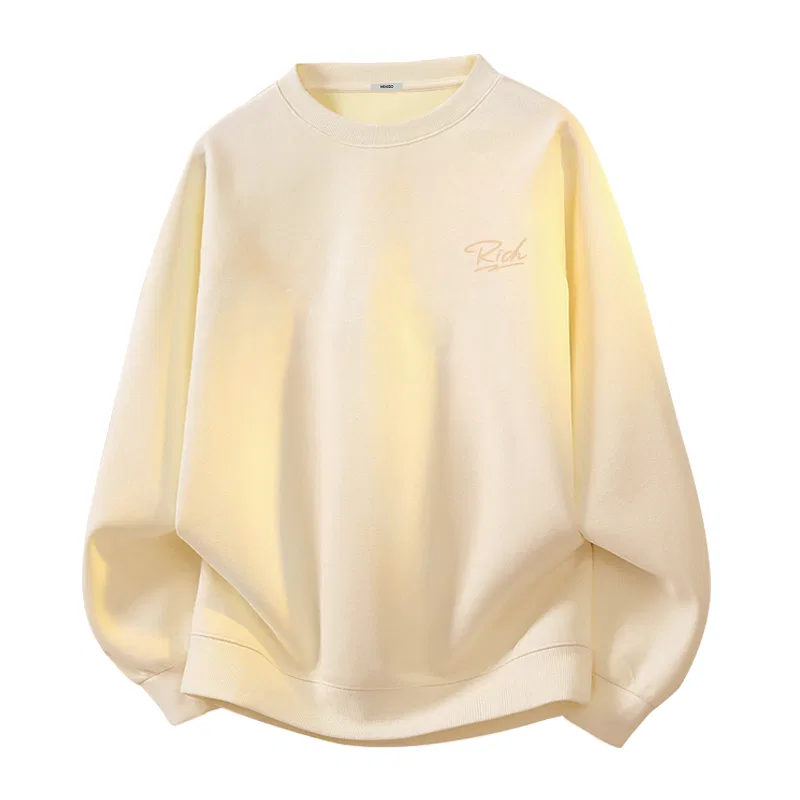 Детский свитшот утепленный на флисе Ma Ji Sparkling Chest Logo MINISO, Light Beige
