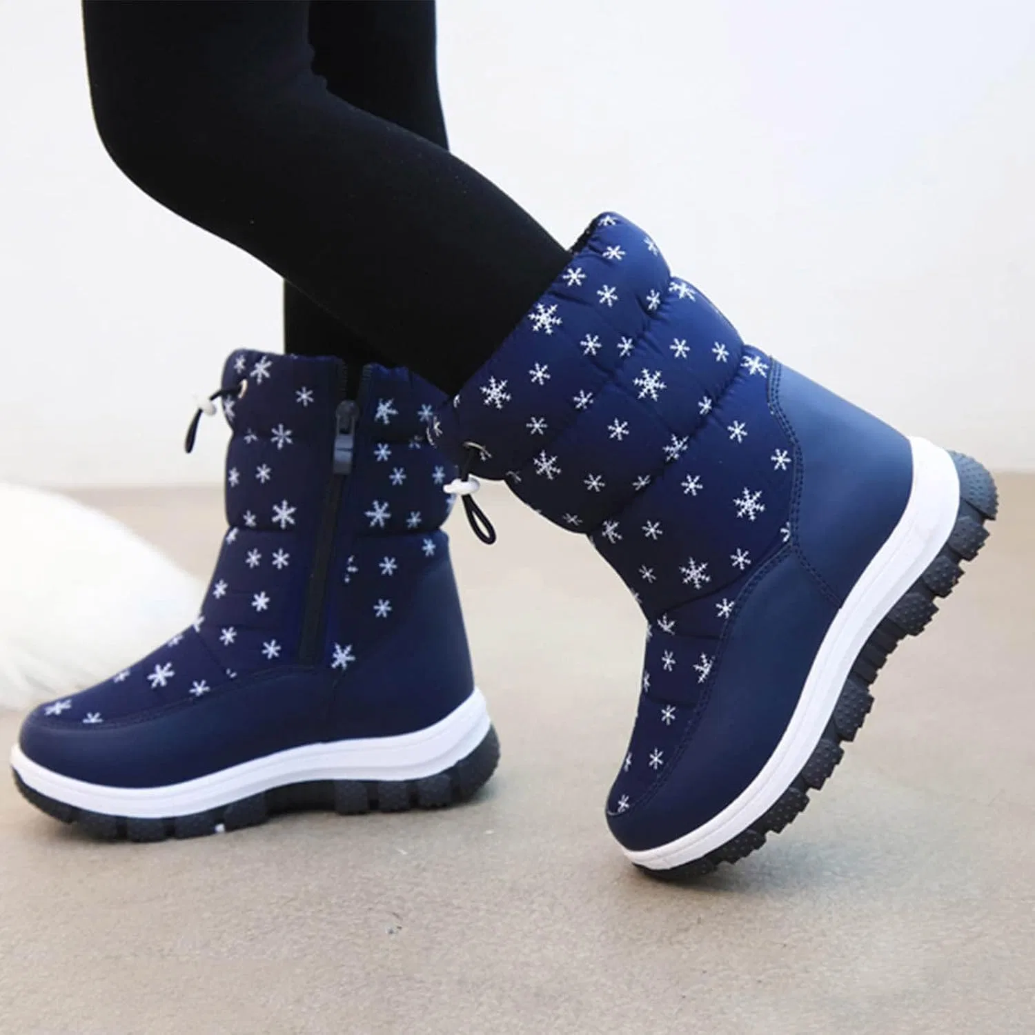 Детские зимние ботинки для снега с боковой молнией Boys Girls, Blue — фото 4