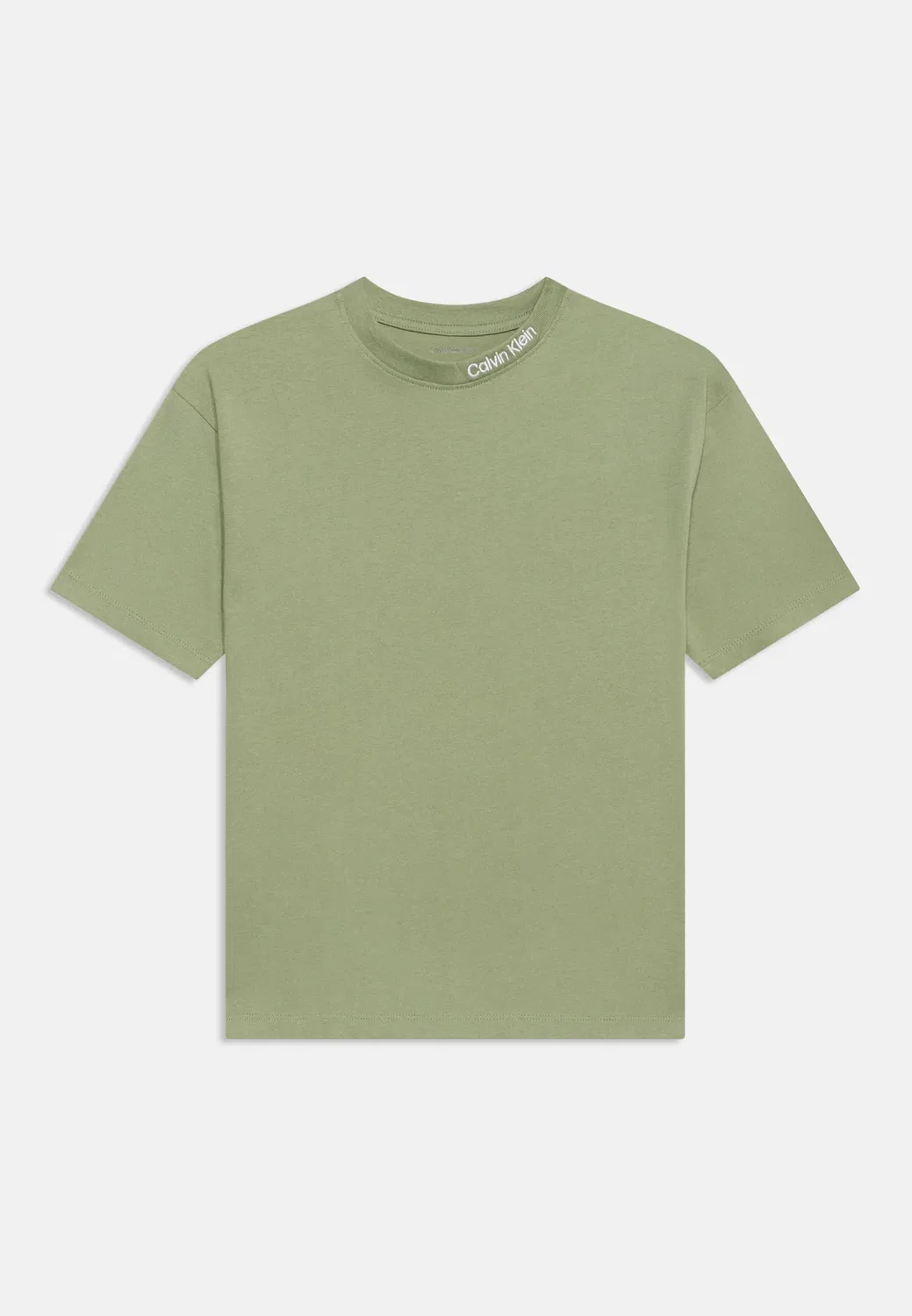 Футболки с логотипом, унисекс, комплект из 2 штук - базовая футболка Calvin Klein Jeans, Turtle Dove/Oil Green — фото 3