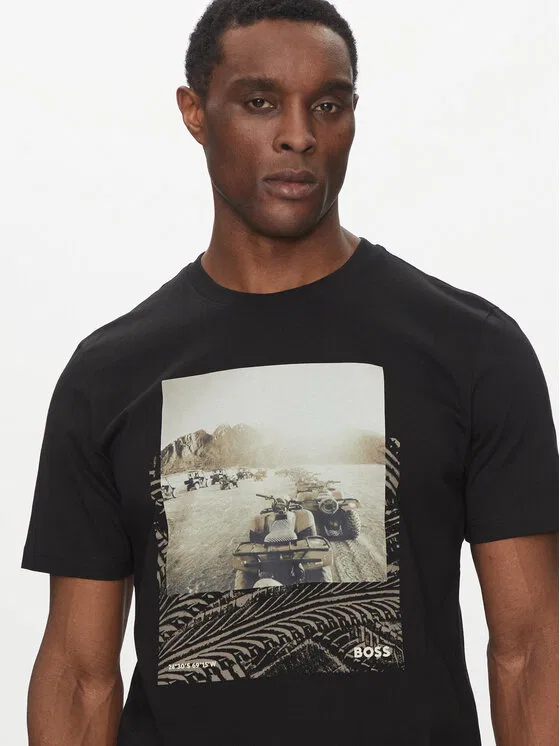Футболка regular fit Te_Dunetrace Boss, черный — фото 4