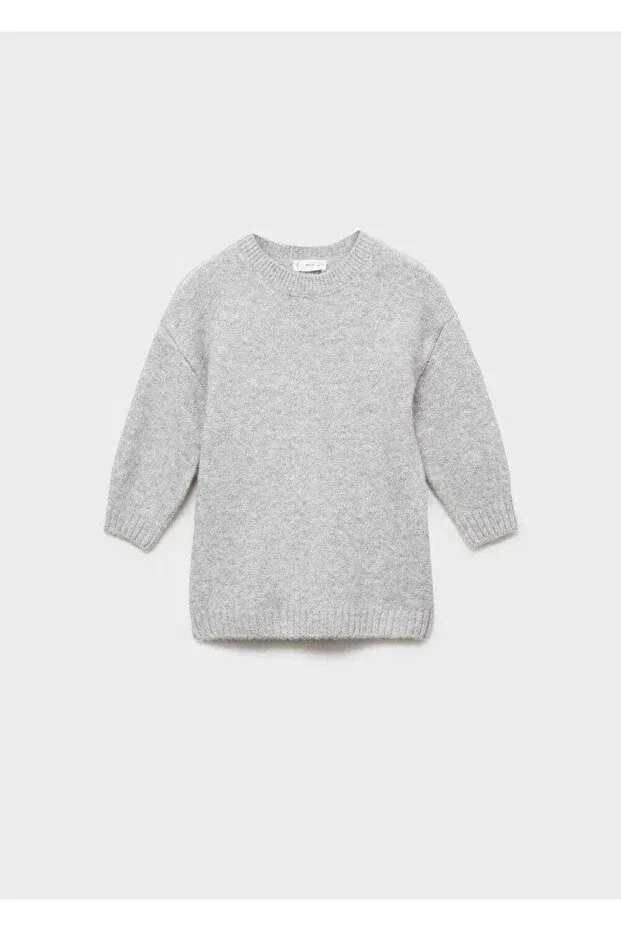 Детское платье-трапеция из трикотажа с длинным рукавом Mango Baby, Medium Grizzly Gray