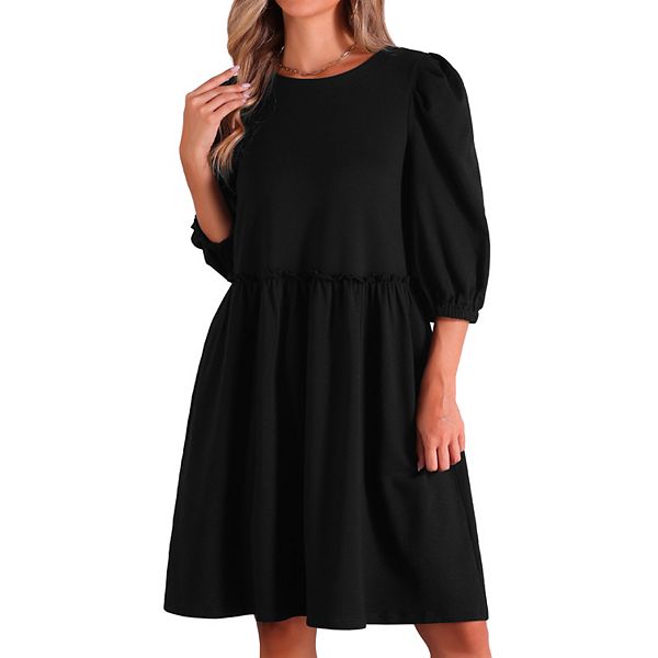 

Женское платье миди с круглым вырезом и карманами Allegra K, Black