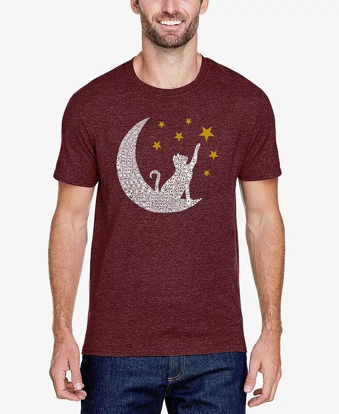 

Cat Moon — мужская футболка премиум-класса Word Art LA Pop Art, красный