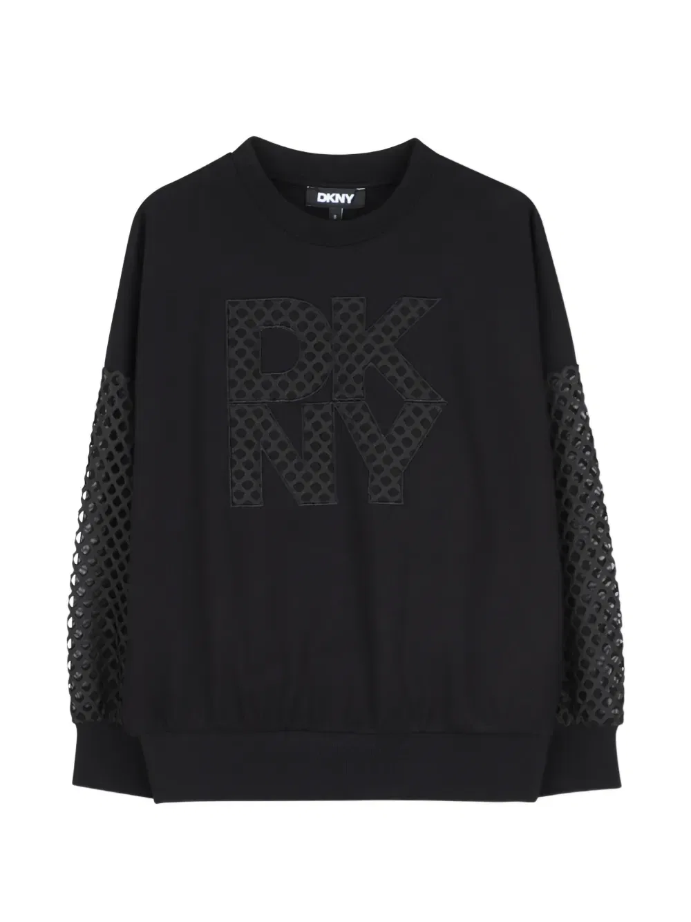 Свитер с сетчатыми вставками и нашивкой-логотипом Dkny Kids, черный