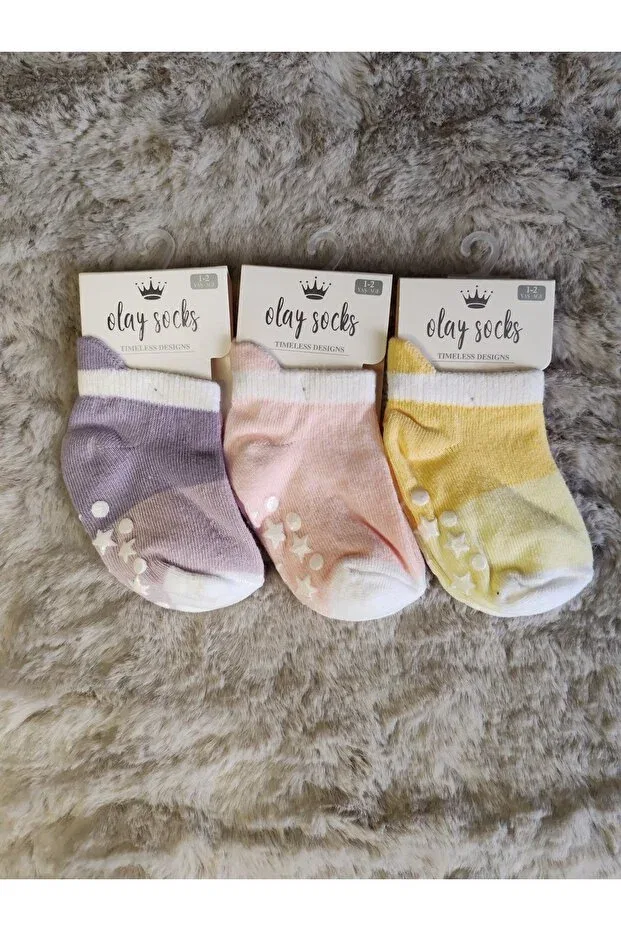 Детский набор носков 3 шт Basics Olay Socks, Yellow-Purple-Pink — фото 2