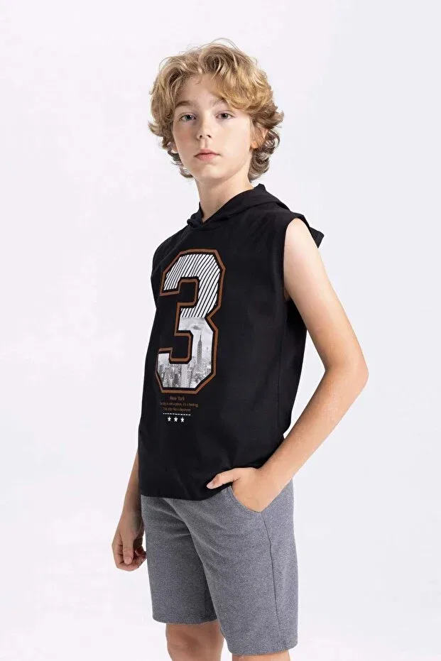 Детское белье для мальчиков с принтом Hooded printed undershirt boys c5102a824sm Defacto, Black Bk81