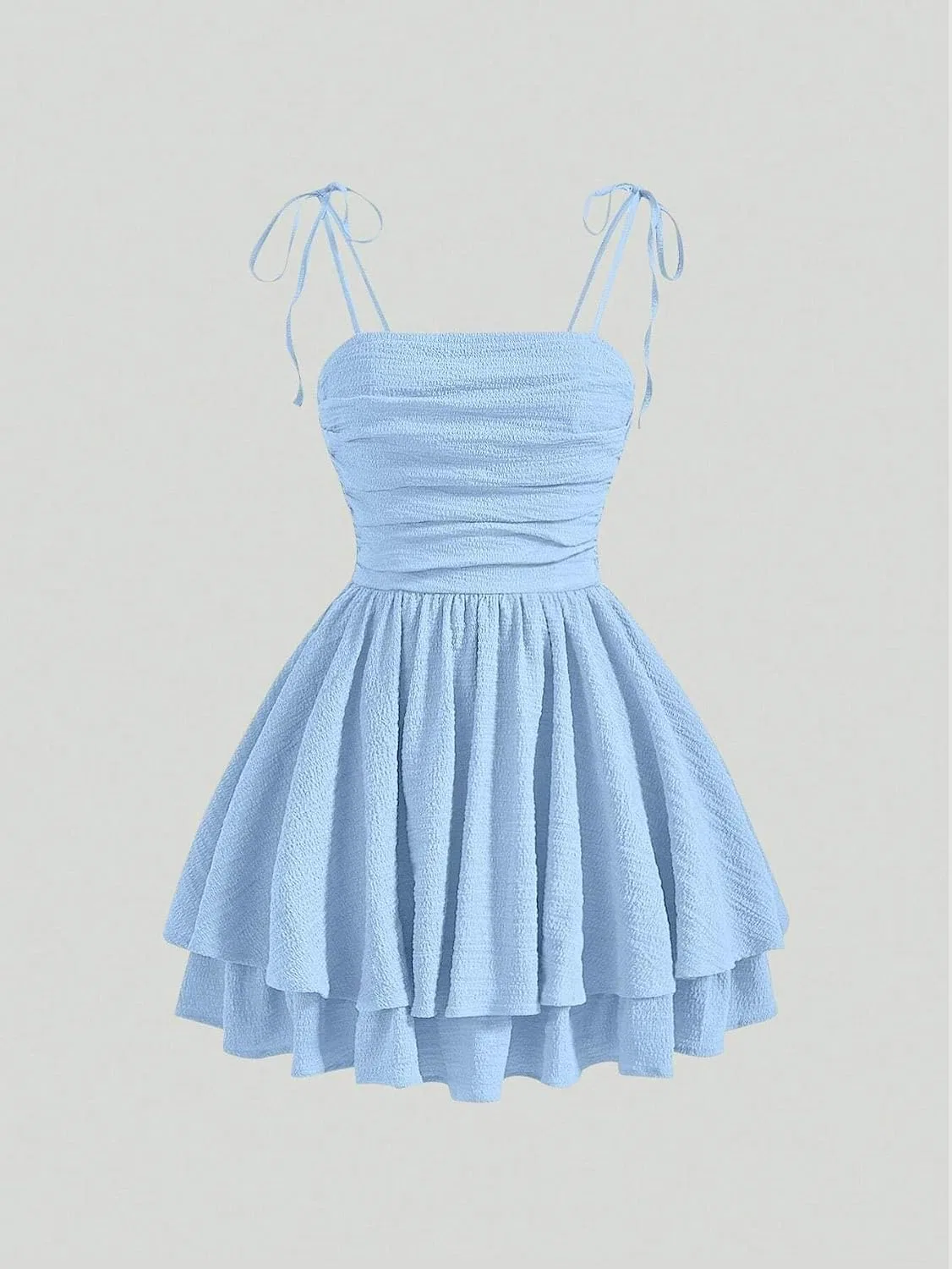 Женское ками-платье на тонких бретелях с воланами Casual, Blue — фото 3