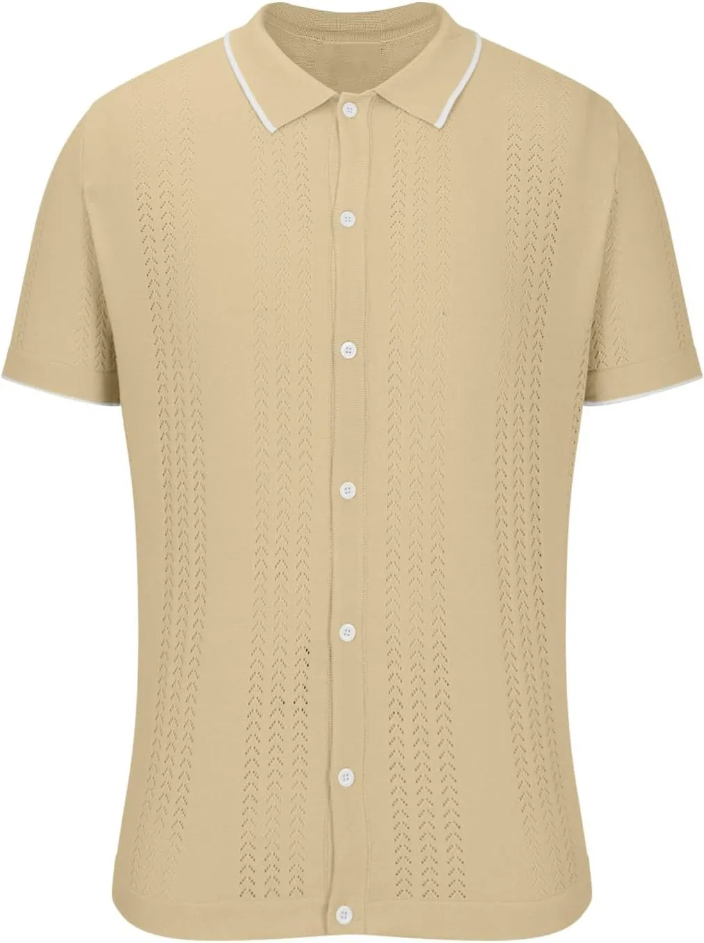 Мужская классическая футболка с отложным воротником Generic, Khaki — фото 2
