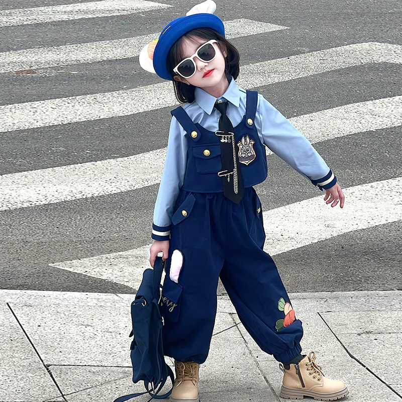 Детская спортивная одежда для весны и осени Disney, (Headband) Three-Piece Set Rabbit Police Officer — фото 4