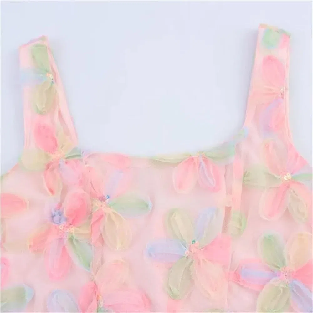 Женское мини-платье с цветочным узором SDFGHHTHV, Pink — фото 4