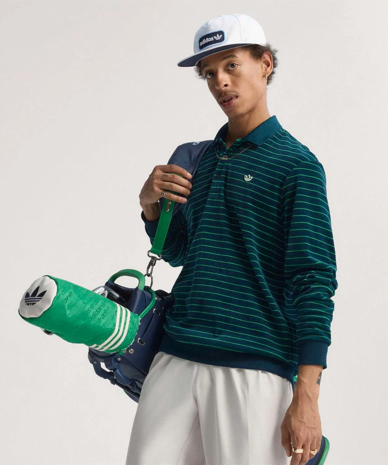 Мужская футерная длиннорукавная поло с велюра Adidas Originals, Navy — фото 4