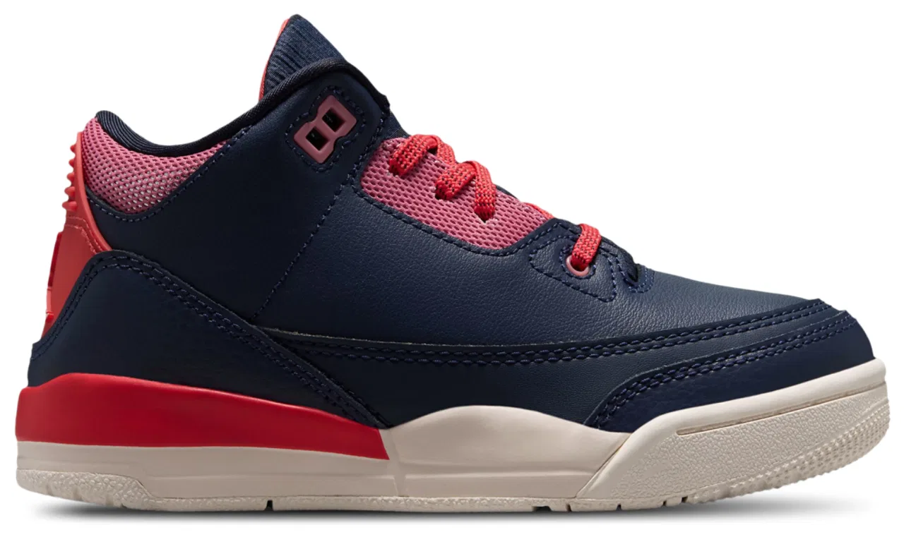 Детские кроссовки для мальчиков с кожаным верхом Jordan Retro 3 Jordan, Blue/Black/Red