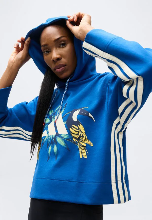 Худи с фермерским принтом Adidas Sportswear, Dark Marine/Cream White — фото 4