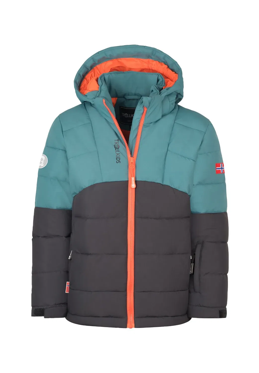 Детская куртка gryllefjord - зимняя куртка Trollkids, Stormy Blue/Black/Flame Orange