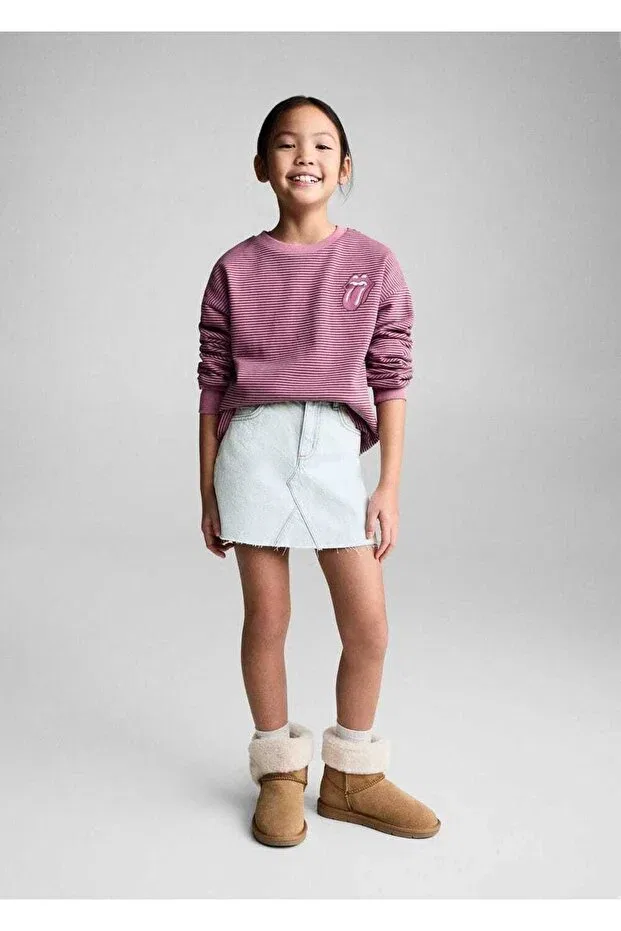 Детские свитшот для девочек хлопковый Rolling stones Mango Kids, Pink — фото 2