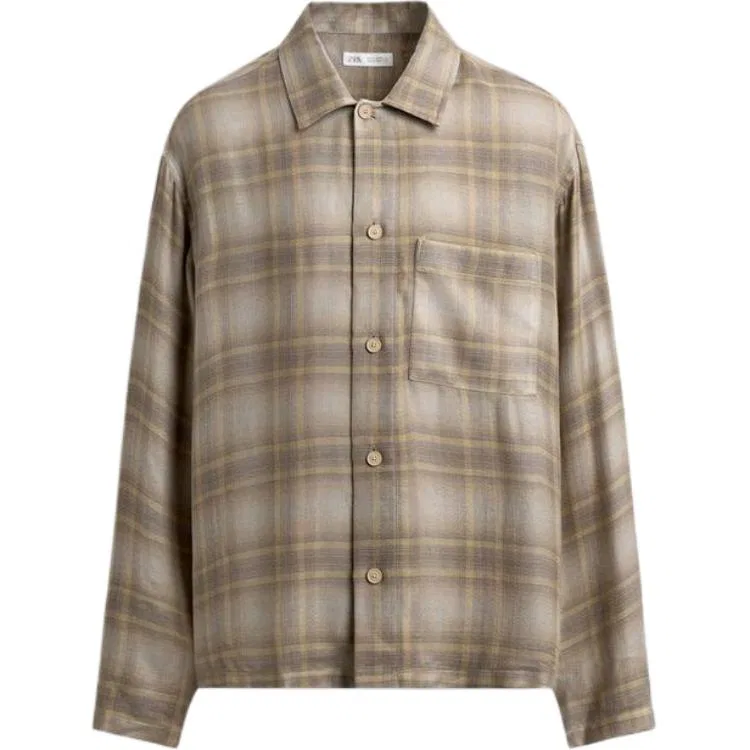 Мужская рубашка с принтом ZARA, Gray Brown