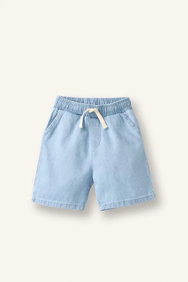 Детские шорты для мальчиков джинсовые Elastic tie waist jean light blue shorts baby boy h8191a526hs Defacto, Blue-Nm39