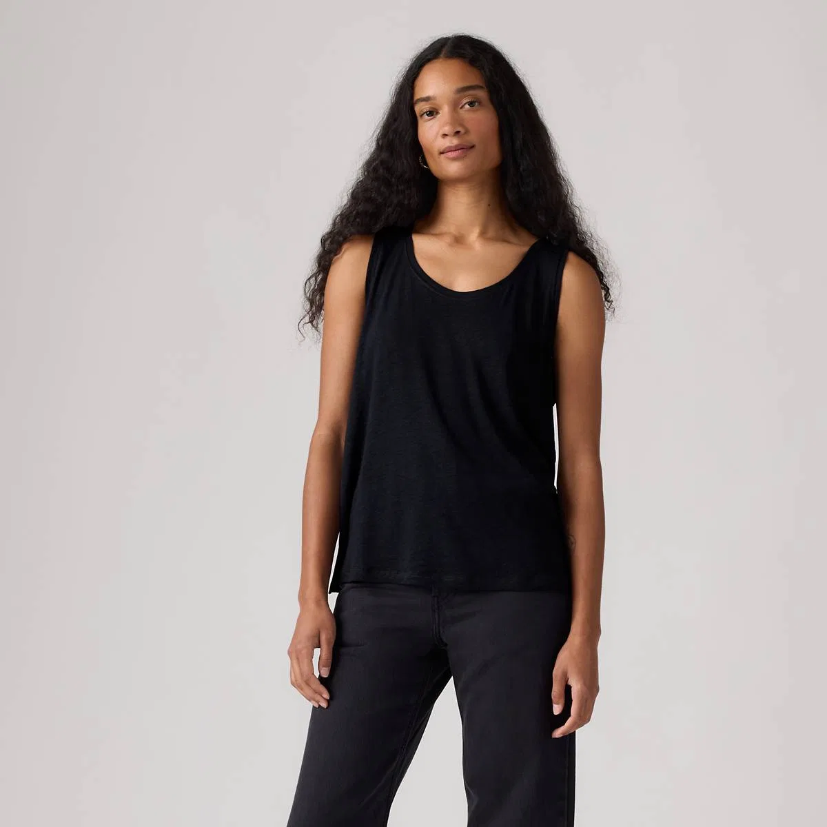 Льняная майка с вырезом «Лори» Levi's, Anthracite Night - Black — фото 3