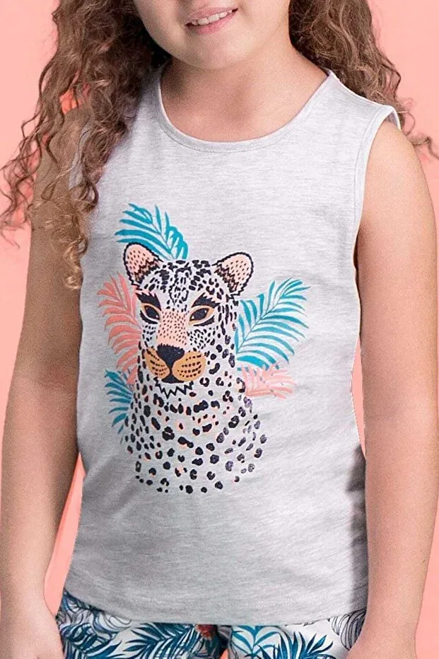 Детские шорты для девочек с принтом Tiger Safari Light Gray Roly Poly, Light Gray — фото 2