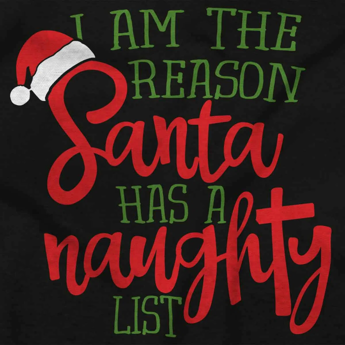 Детское боди-комбинезон с принтом The Reason Santa Has A Naughty List Brisco Brands, Black — фото 2