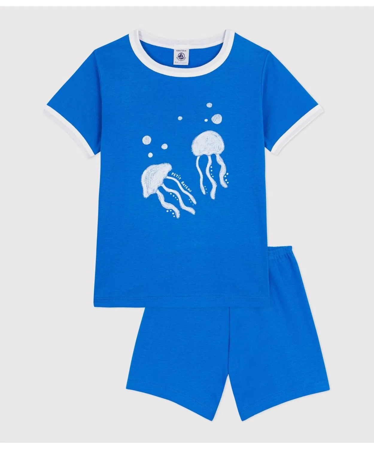 Детская пижама с коротким рукавом с принтом Light Blue PETIT BATEAU, Светло-голубой