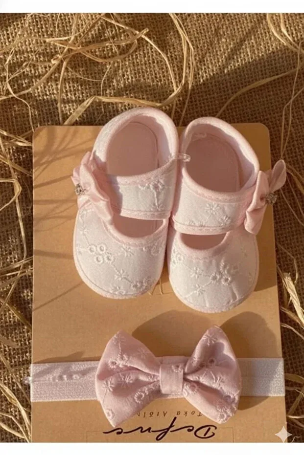 Детские пинетки для девочек с бантиком Vavbaby, Pink — фото 2