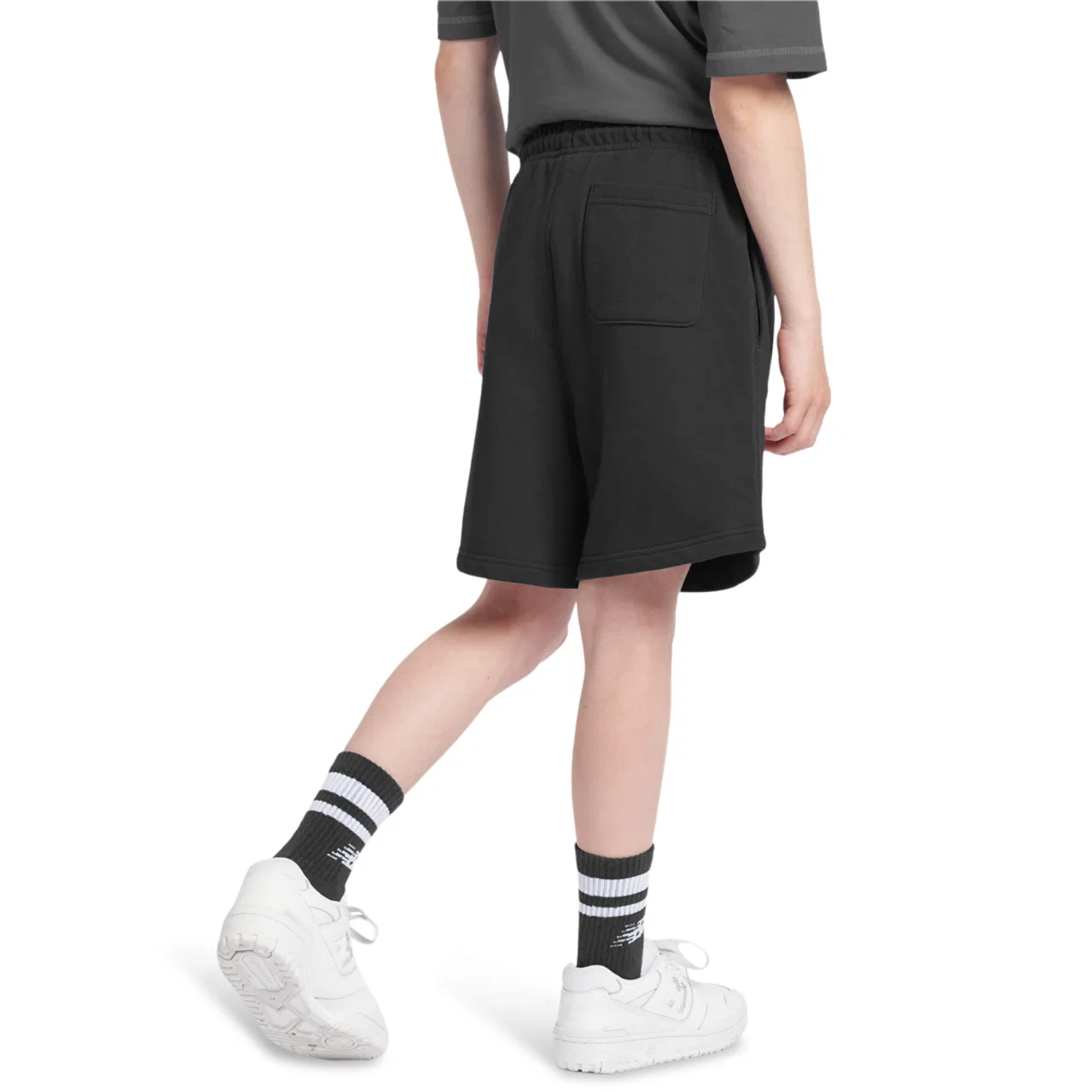Детские шорты для мальчиков свободного кроя из футера New Balance, Black/White — фото 2