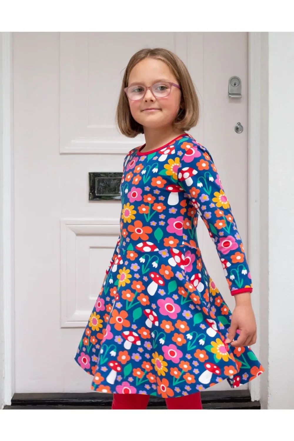 Платье-трапеция с длинным рукавом с принтом Floral Mushroom Print Toby Tiger, Multi
