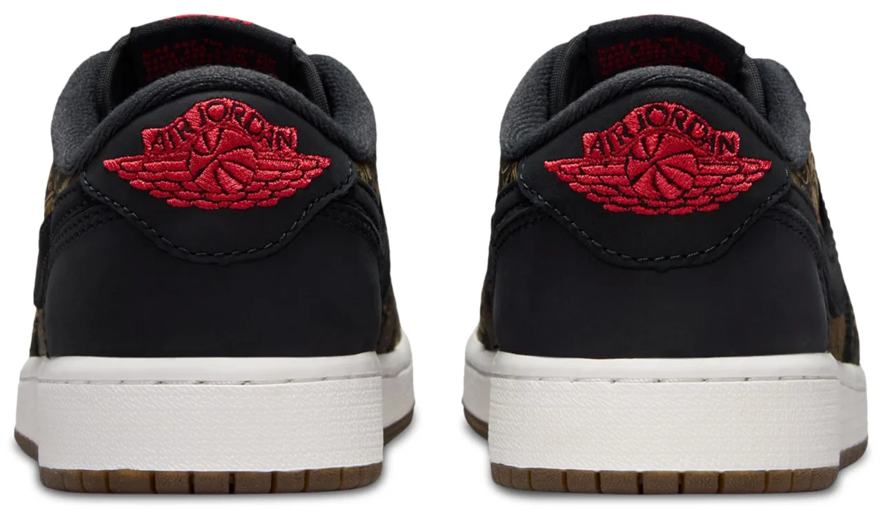 Детские кроссовки для мальчиков с кожаным верхом Jordan Retro 1 Low OG Jordan, Black/Red/White — фото 3