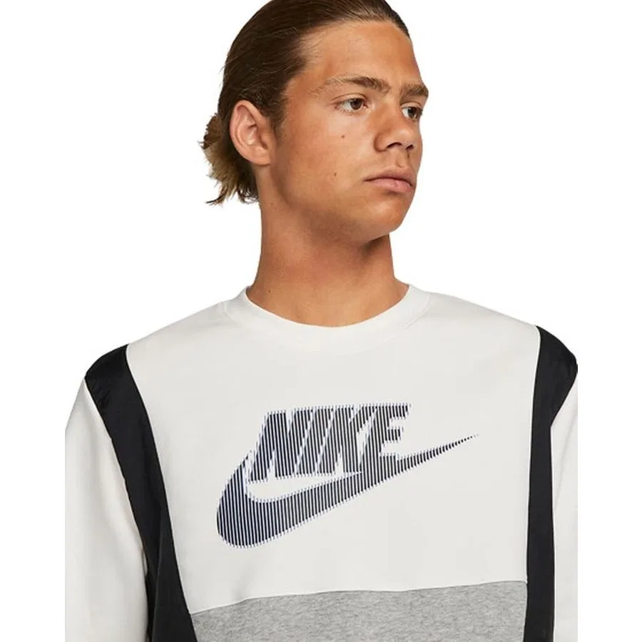 Мужской свитшот из французского футера Nike Sportswear Fleece, Черно-белый — фото 3