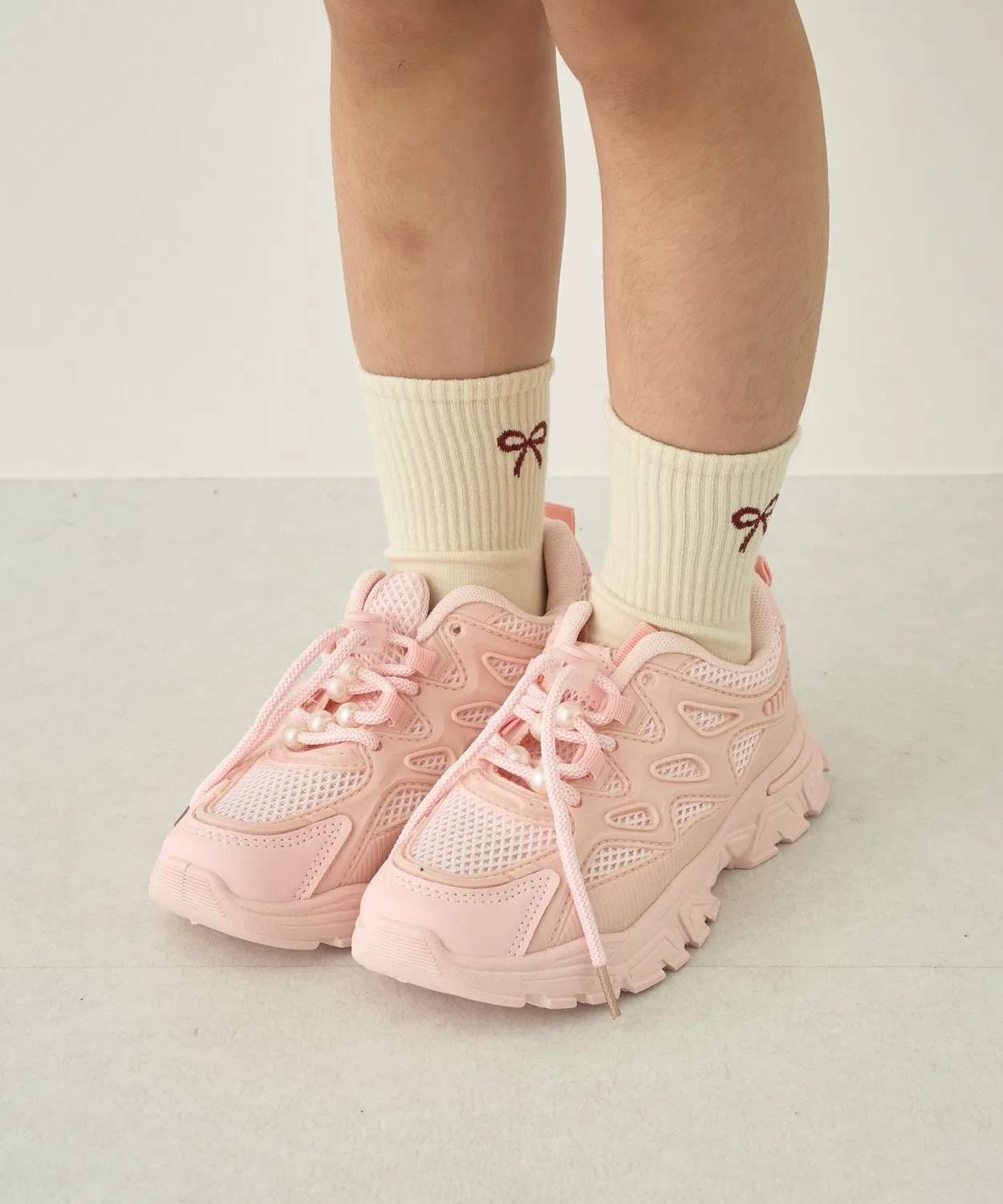 Детские кроссовки для девочек с жемчугом Lycee mine, Pink