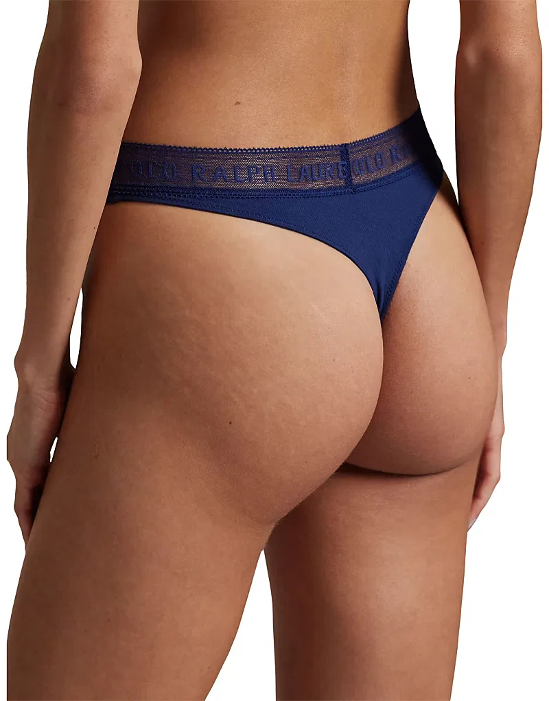 Кружевные стринги Polo Ralph Lauren Love Collection, темно-синий - NAVY — фото 4
