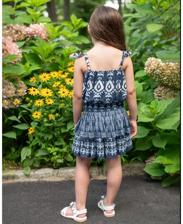 Детский комплект для девочек с воланами Bryn Bubble Top and Smocked Skirt Set Change Of Scenery, Tivara Ikat — фото 4