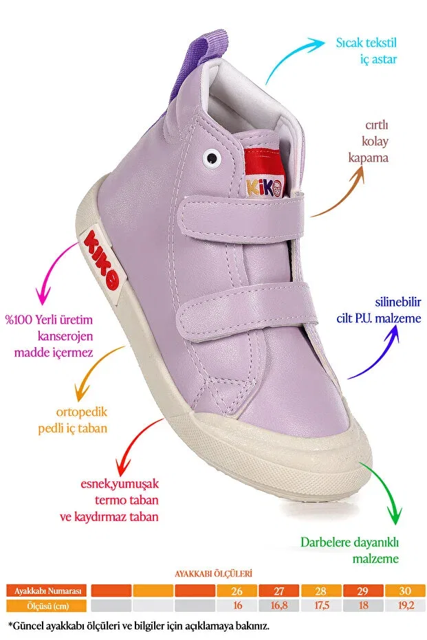 Детские ботинки для девочек с липучкой Garf daily velcro girls' boat shoes Kiko Kids, Lilac — фото 2