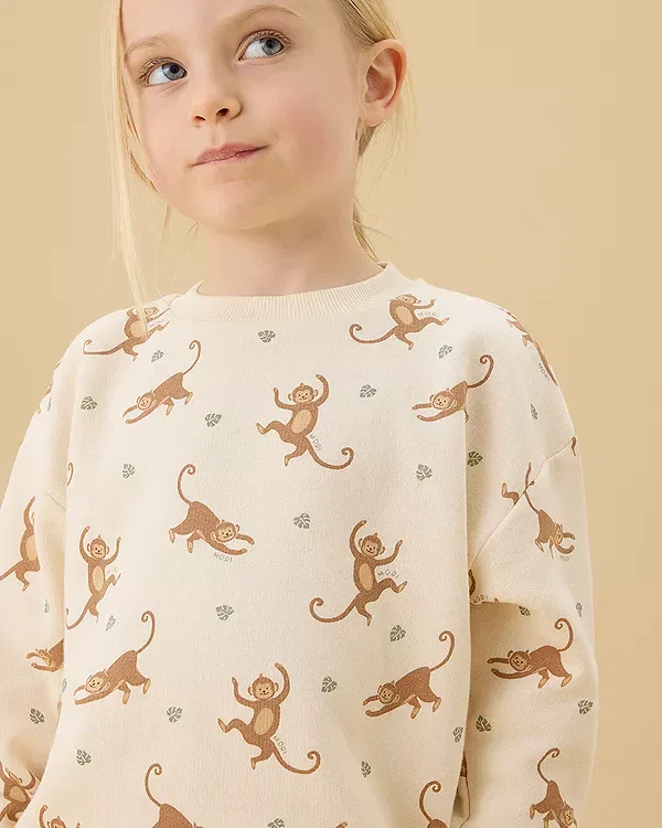 Детский комплект из свитшота и джоггеров с принтом обезьянки Unisex monkey print sweatshirt & jogger set Mori, Monkey — фото 4