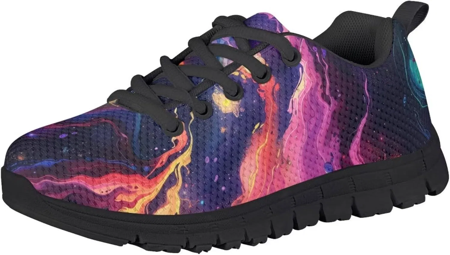 Детские кроссовки для девочек без шнурков, модель Girls Athletic Shoes Kids Slip on Shoes Girls 3-10 Years Old Toddler Sneakers Black, Starry Sky Art — фото 2