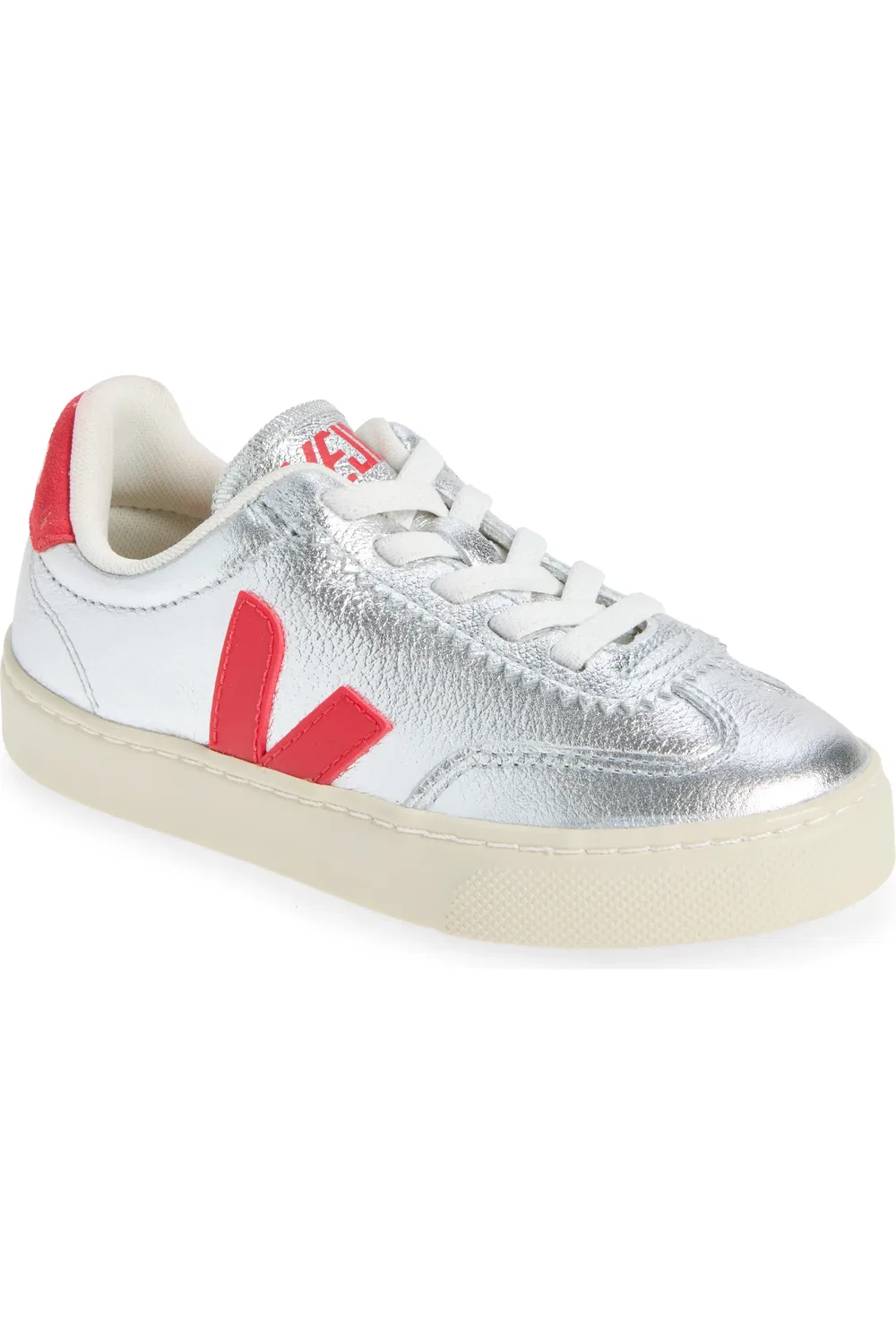 Кроссовки детские на шнуровке Small Volley O.T. Veja, Silver Pekin