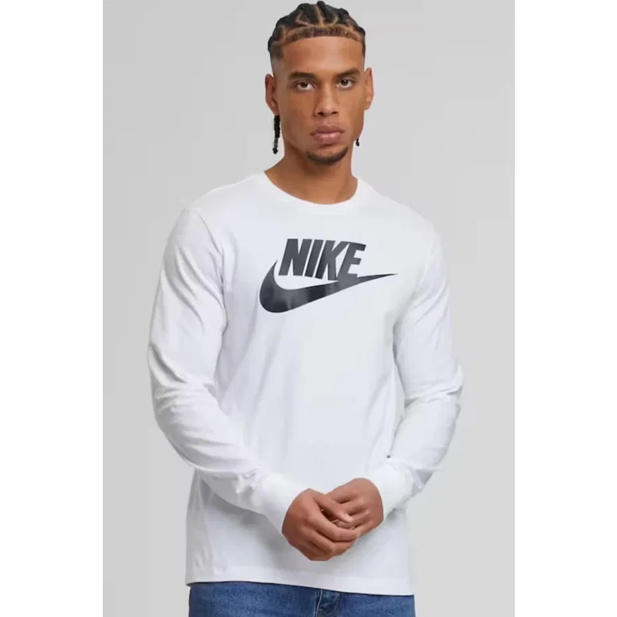 Мужская футболка с длинным рукавом с принтом Sportswear Club Icon Futura Nike, Белый