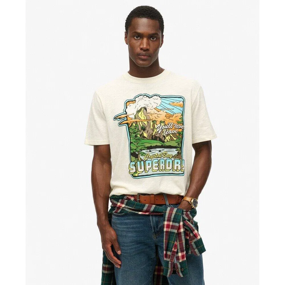Мужская футболка с неоновым принтом Travel Superdry, Weiss — фото 3