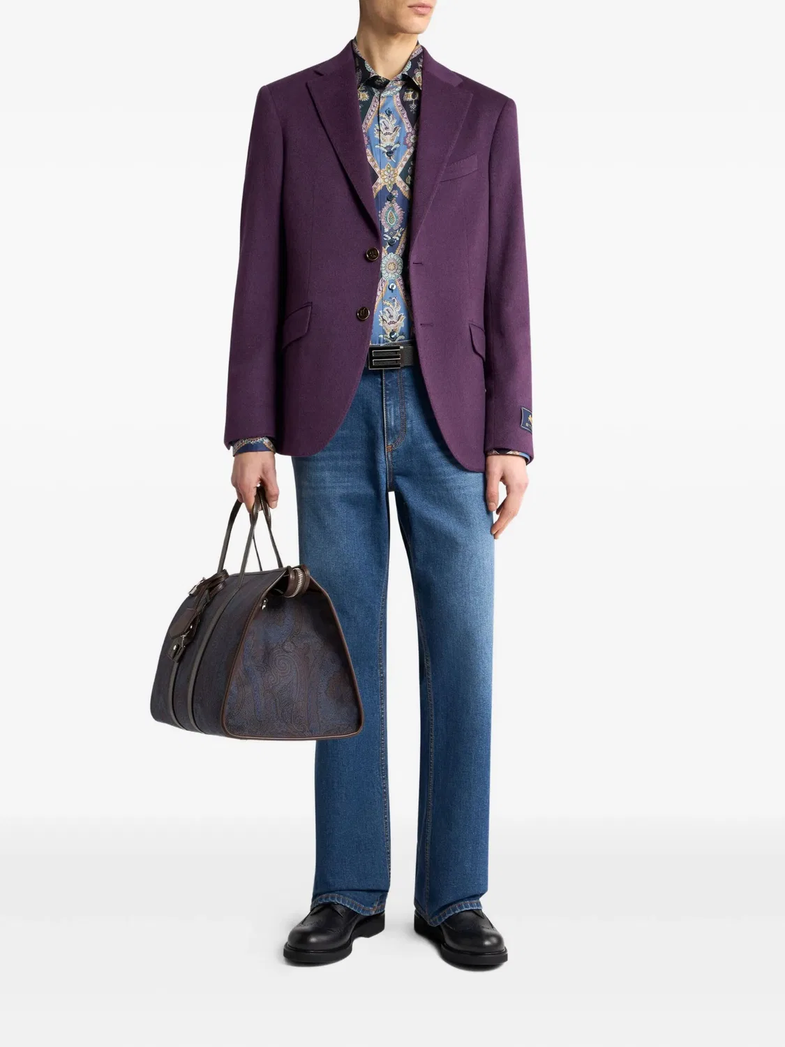 Хлопковая рубашка с пейсли, синяя ETRO, синий — фото 3