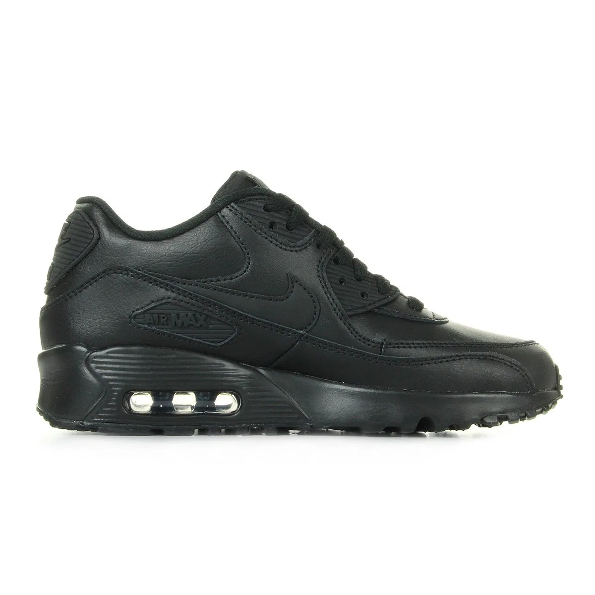Детские кроссовки для мальчиков с кожаным верхом NIKE Air Max 90 LTR (GS), Черный Black 001 — фото 4