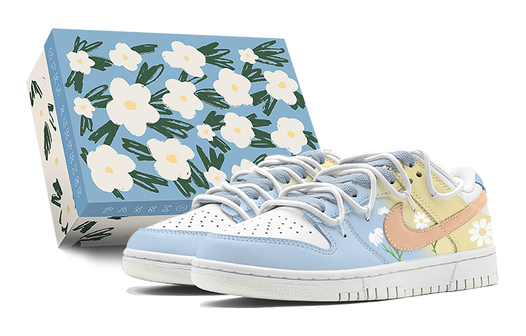 

Кроссовки Nike Dunk Skateboarding Shoes Women's Low-top Yellow, голубой, Синий, Кроссовки Nike Dunk Skateboarding Shoes Women's Low-top Yellow, голубой