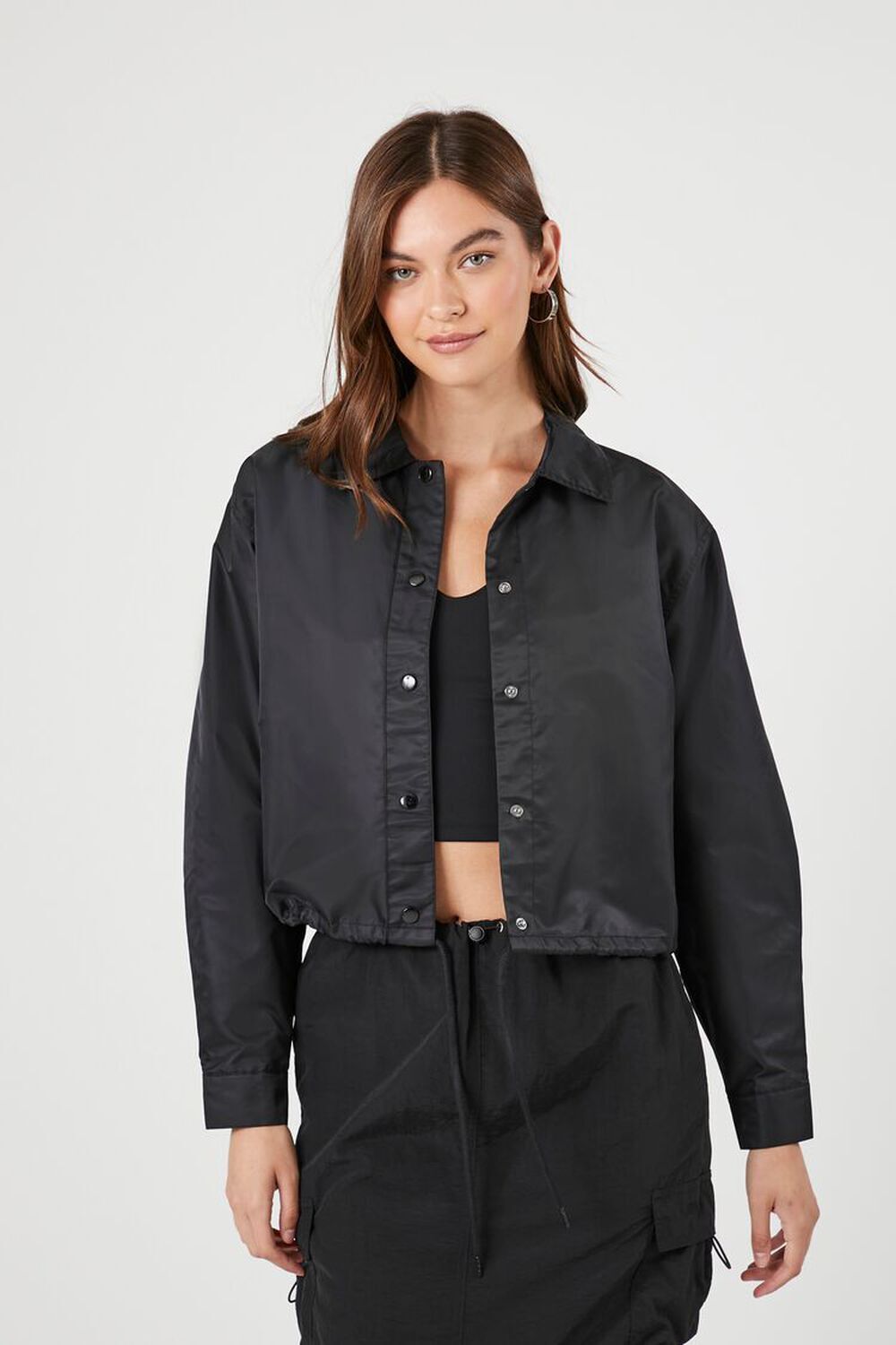 

Укороченная куртка-тренер Forever 21, черный